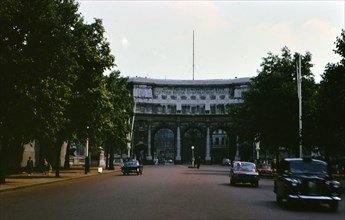 Buckingham Palace exterior gates circa 1970-1973.