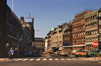 City scene in Aarhus Denmark circa 1970s (possibly 1975).