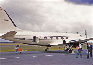 G-159 Gulfstream 1 Turbo Prop Airplane registered to the Anglo-American Corporation of Johannesburg South Africa  circa 1961.