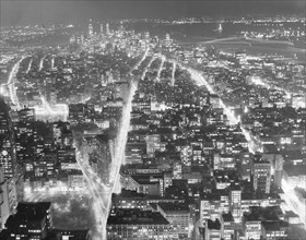 Night Scene, Manhattan Island and New York Harbor.