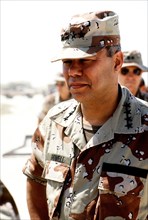 DESERT SHIELD - Colin Powell in fatigues in Saudi Arabia