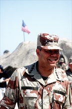 DESERT SHIELD - Colin Powell in fatigues in Saudi Arabia.