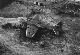 Two of the B-17 Flying Fortresses that were damaged by an explosion at RAF Alconbury May 27