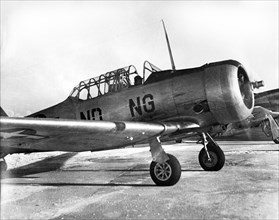 T-6 Texan aircraft on flight line at Hector Field