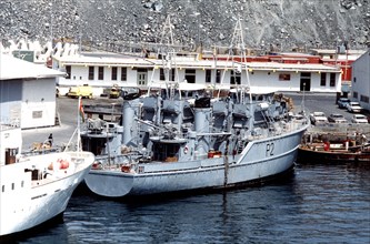 1979 - A starboard quarter view of the Sultanate of Oman corvette SNV AI SALIHI