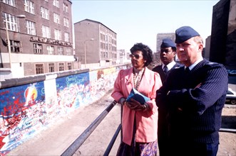 American Air Force members visit the Berlin Wall in 1989