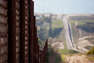 America Mexico Border Fence near San Diego.