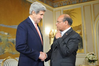 2014 Tunisian President Marzouki Greets Secretary Kerry in Tunis.