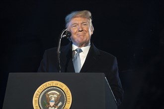 President Donald Trump delivers remarks at the National Christmas Tree Lighting 2019 ceremony Thursday