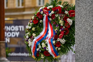 A wreath at the 'Thank You America' memorial