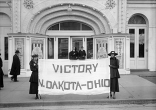 Woman Suffrage victory sign North Dakota and Ohio