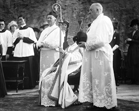 Clergymen at outdoor religious service