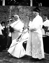 Clergymen at outdoor religious service