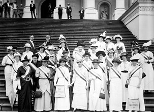 Suffragettes Group Photo on the steps of the U.S. Capitol
