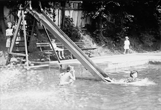 Children playing in a swimming pool