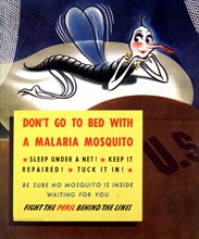 1944 Marlia Poster - Don't go to bed with a malaria mosquito.