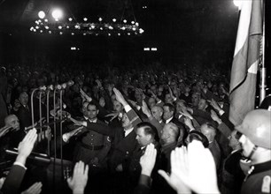 Nazis saluting Hitler at a party event