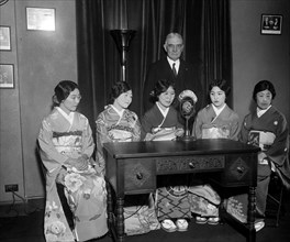 Group of Japanese women at Columbia microphone