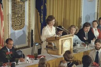Rosalynn Carter addresses the National Press Club