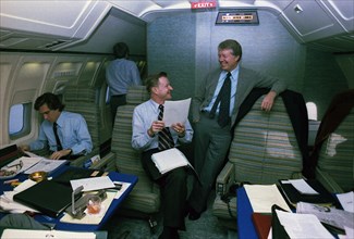 Jimmy Carter and Zbigniew Brzezinski aboard Air Force One