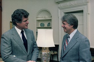Senator Edward Kennedy meets with Jimmy Carter