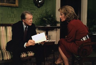 Jimmy Carter during an interview with Barbara Walters
