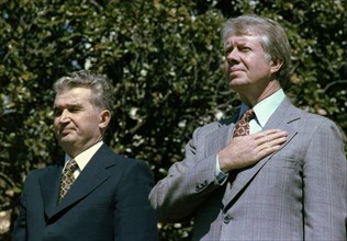 Nicolae Ceausescu of Romania and Jimmy Carter
