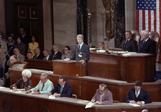 Jimmy Carter addresses a joint session of congress on the Camp David Accords.
