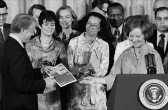 Jimmy Carter receives the Final Report of the President's Commission on Mental Health