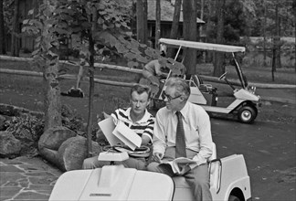 Zbigniew Brzezinski and Cyrus Vance at Camp David
