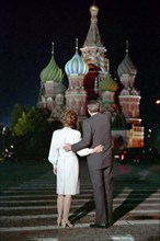 President Reagan and Nancy Reagan in Red Square Moscow.