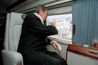 President Reagan waving goodbye.