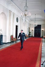 President Reagan Walking at White House.