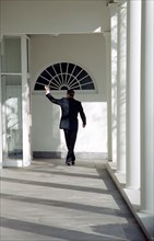 President Reagan waves goodbye.