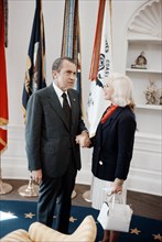 President Richard Nixon in the Oval Office Speaking with Actress Ginger Rogers 9 17 1971.