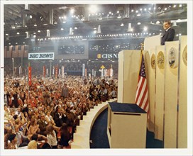 President Richard Nixon Stands at a Podium Overlooking Delegates