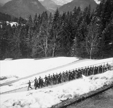 German troops marching outdoors in winter