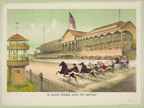 19th Century Horse Racing Lithograph A Fair Field and No Favor