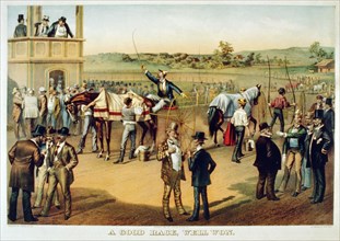 A Good Race, Well Won c 1887 Currier and Ives
