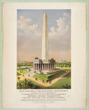 19th century lithograph of the National Washington Monument