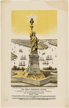 Early lithograph print of the Statue of Liberty c. 1885
