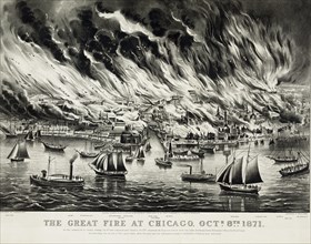 The great fire at Chicago Lithograph