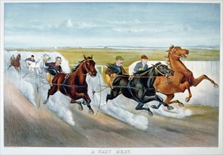 19th century horse racing lithograph