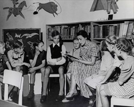 Reading to Children, Germany ca. August 1950