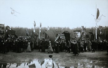 Procession in Petrograd for Labour Day in 1918
