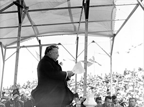 William Howard Taft making a speech outdoors ca. 1909