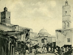 Place a Kairouran Tunisia ca. 1900 street scene