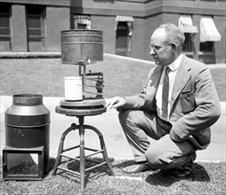 S.P. Ferguson with a machine that measures snow and hail