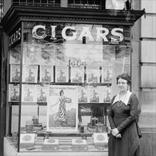 Patriotic display in the window of a Cigar store early 1900s