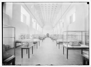 Exhibits in the south gallery interior of the Rockefeller Museum in Jerusalem ca. between 1934 and 1939